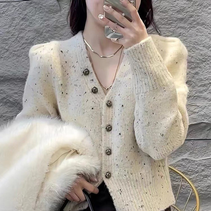 Women's knit jacket with decorative button details Lune London