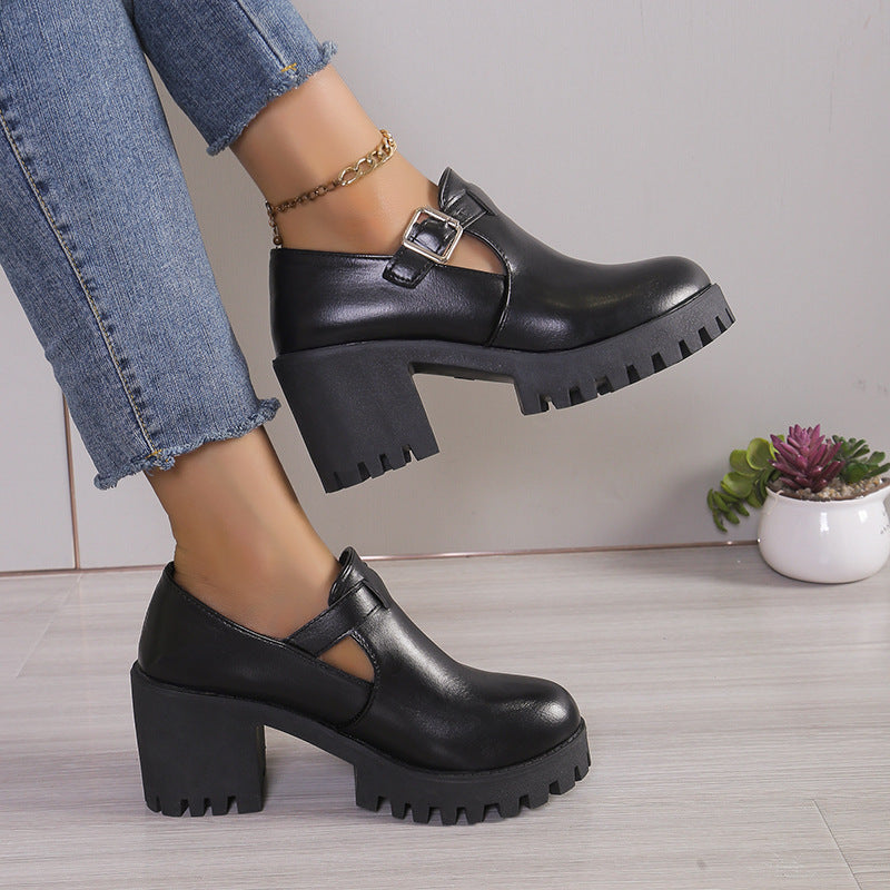 Ladies Chunky Heels with trendy buckle and non-slip sole Lune London