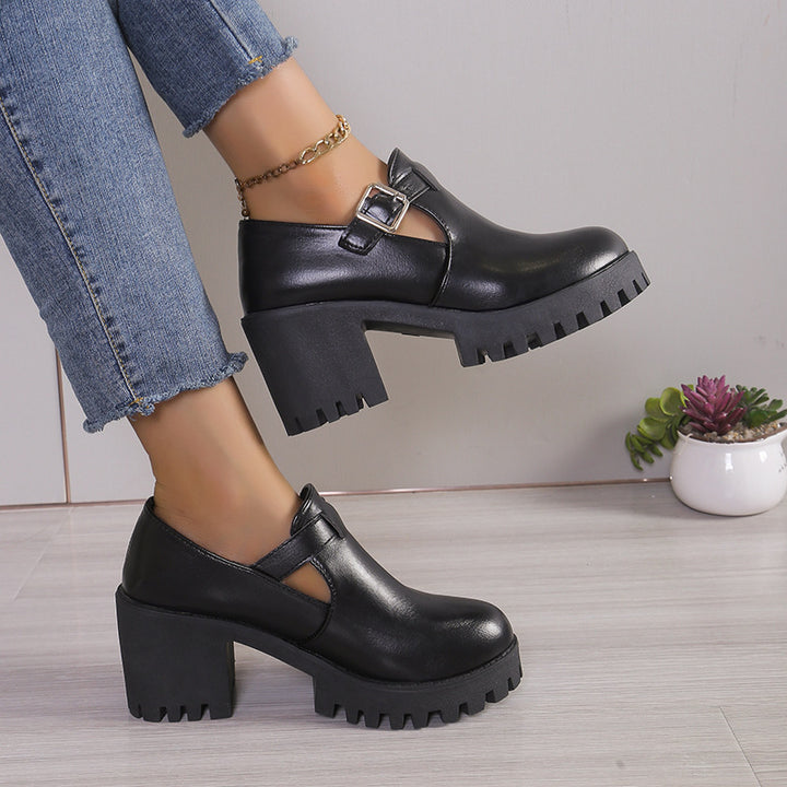 Ladies Chunky Heels with trendy buckle and non-slip sole Lune London