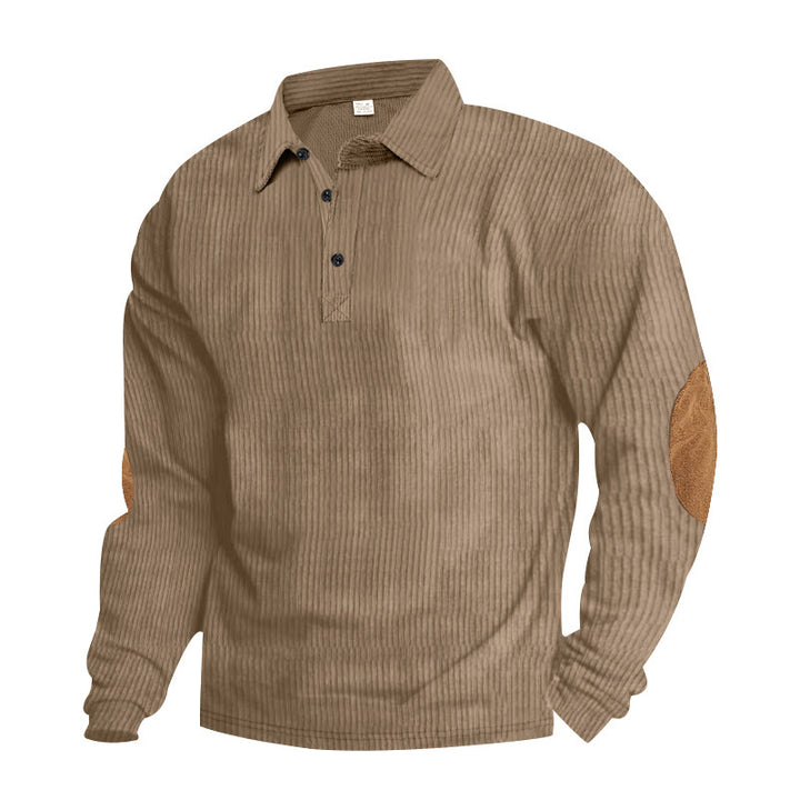 Men Casual Corded Sweater with Leather Trim Lune London