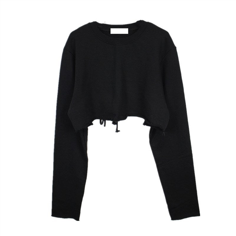 Sweat-shirt court décontracté pour femmes avec cordon de serrage réglable Chic & Stil