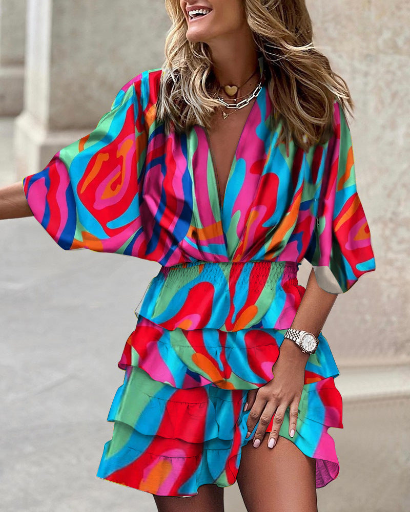 Airy tunic dress for ladies with romantic ruffle elements and an elastic waist Lune London