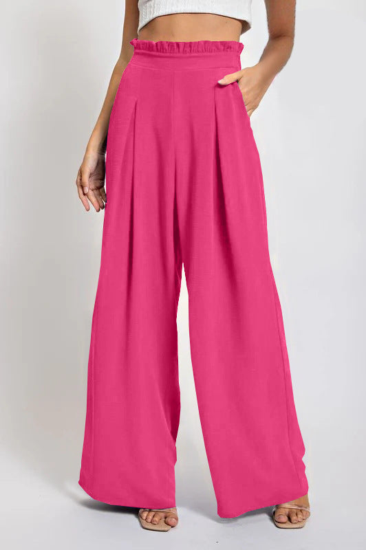 Loose high-waisted pants for women with pleats and elastic waist Lune London