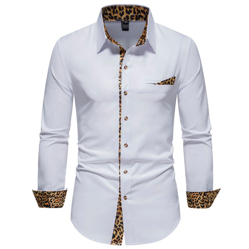Men's Elegant Long-Sleeve Shirt with Leopard Pattern Lune London