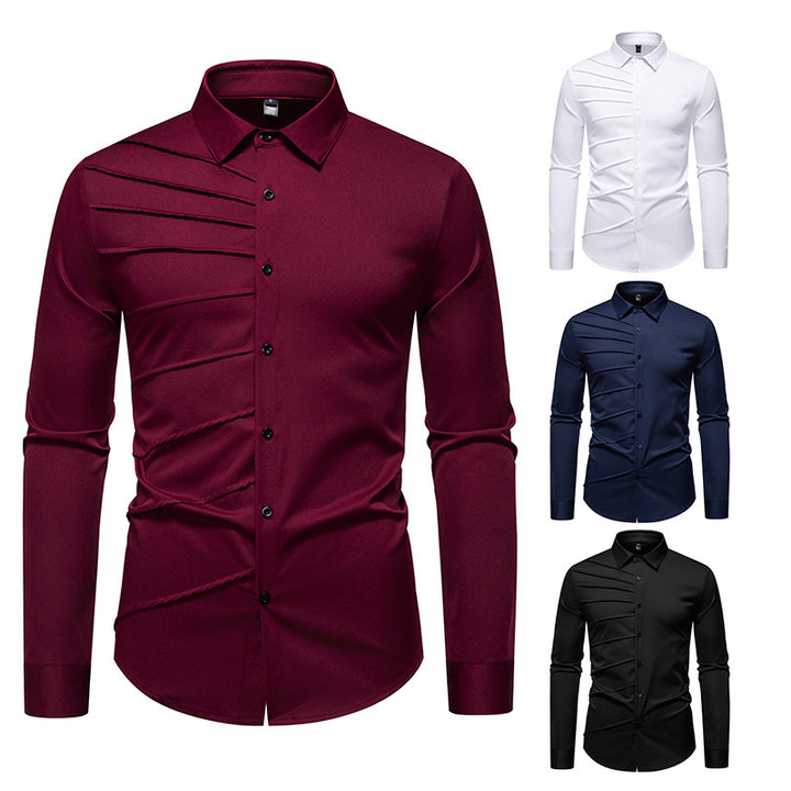 Trendy long sleeve shirt for men with an original pleat design Lune London