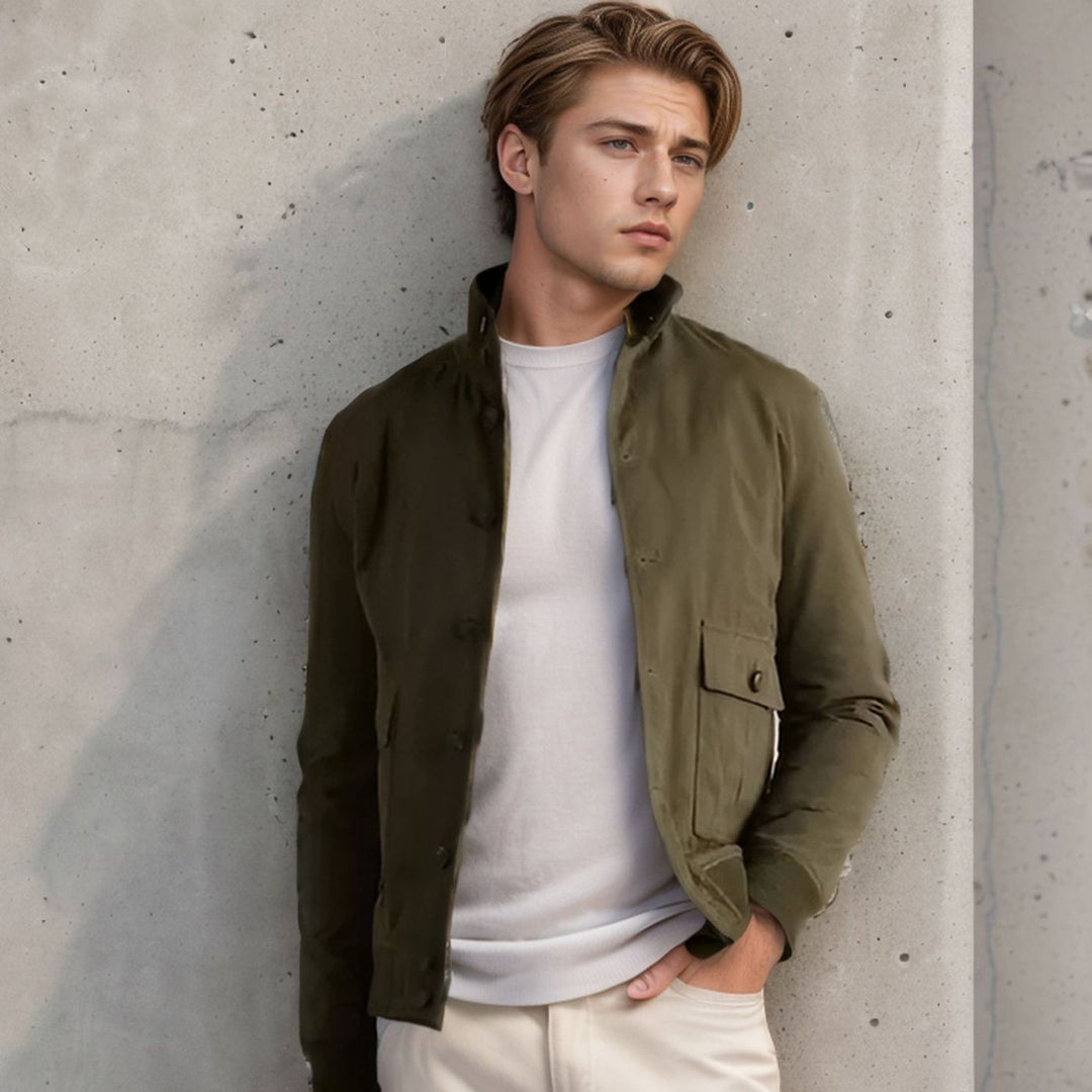 Suede leather jacket for men with structured design Lune London