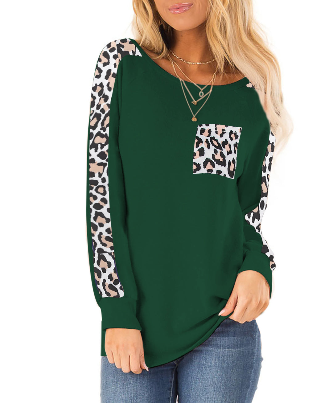 Women’s trendy long sleeve T-shirt with leopard appliqués Lune London