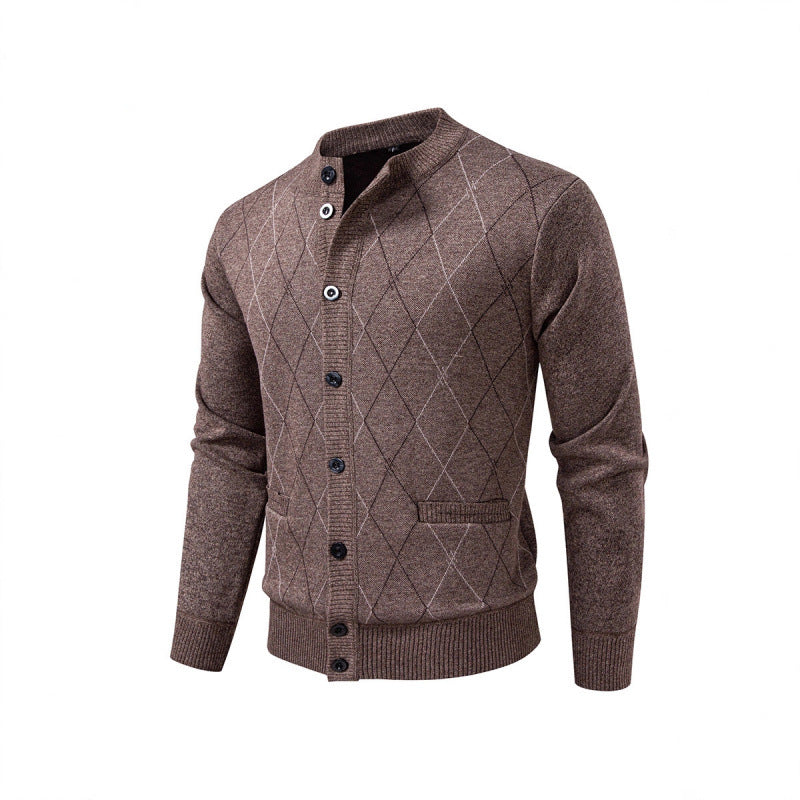 Men's knitted jacket with a modern diamond pattern Lune London
