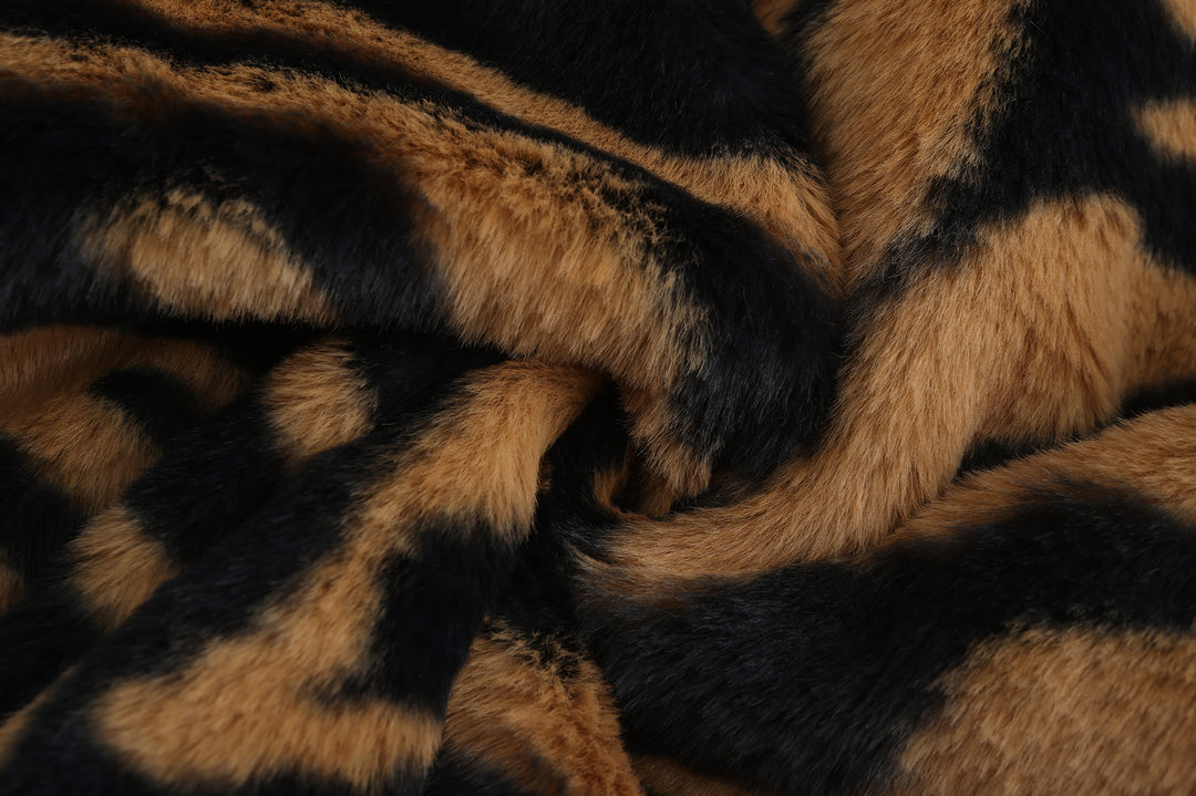 Ladies Elegant Faux Fur Jacket with Modern Zebra Stripes Lune London