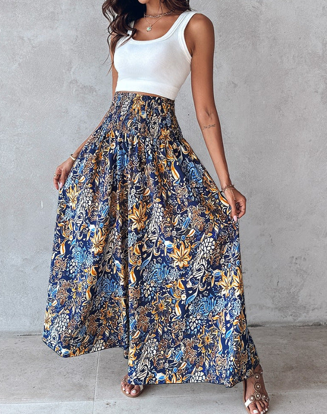 Ladies tropical print wide pants Lune London