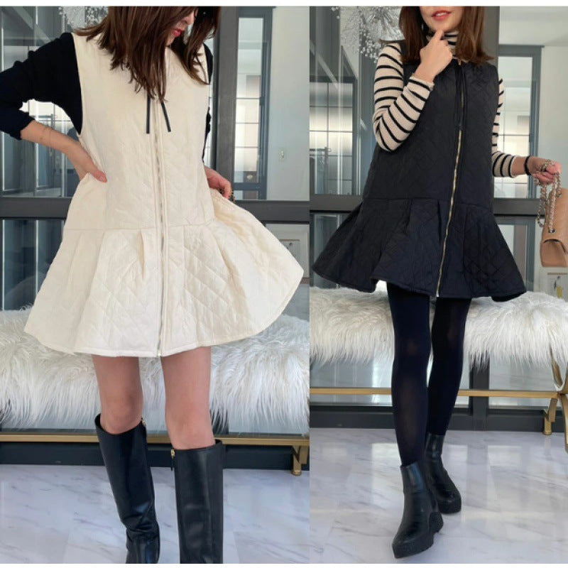 Gilet matelassé pour femme avec jupe évasée et fermeture éclair pratique Chic & Stil