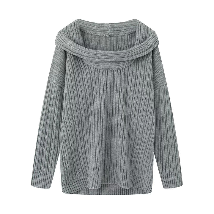 Casual knit pullover for women with a wide turtleneck and a ribbed structure Lune London