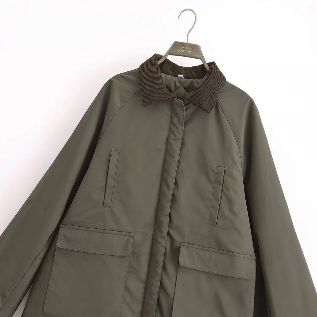 Transitional women's jacket with high collar and practical pockets Lune London