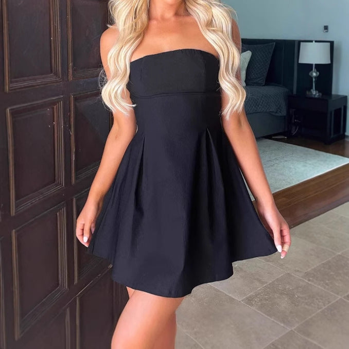 Off-shoulder mini dress for women with voluminous skirt and elegant gathers Lune London