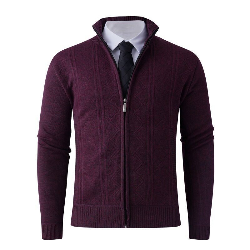 Men's knit jacket with modern zipper and elegant patterns Lune London