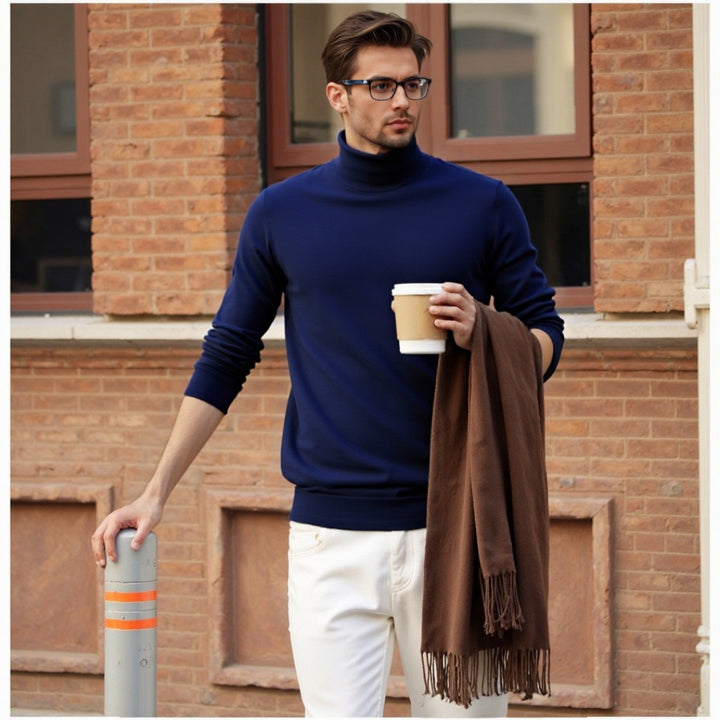 Men's Elegant Turtleneck Sweater in Fine Wool Lune London