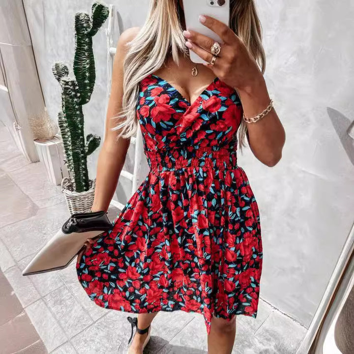 Lune London floral print sleeveless wrap dress