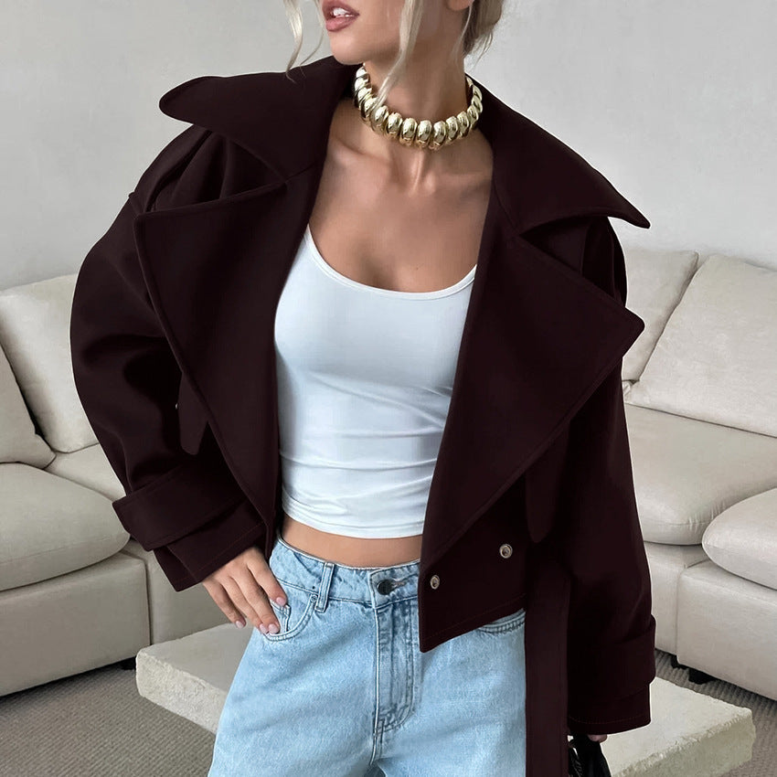 Oversized chiffon jacket for women with double collar Lune London