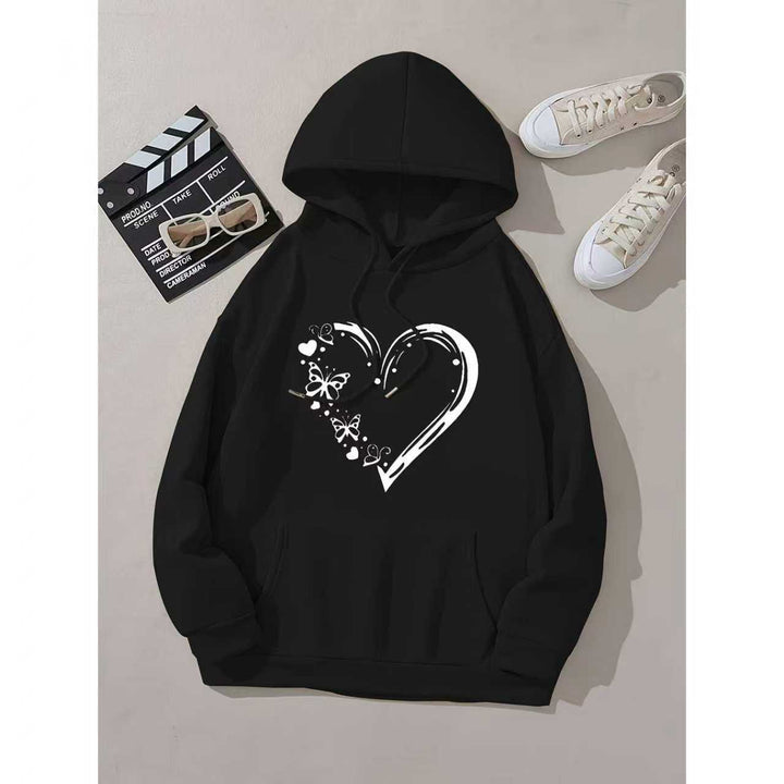 Women's hooded sweatshirt with floral heart and butterfly design Chic & Stil