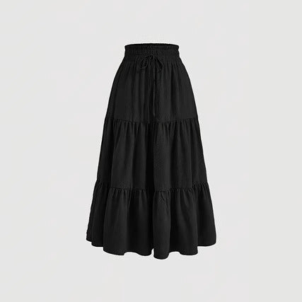 Maxi skirt for women with elastic waist and ruffled design Lune London