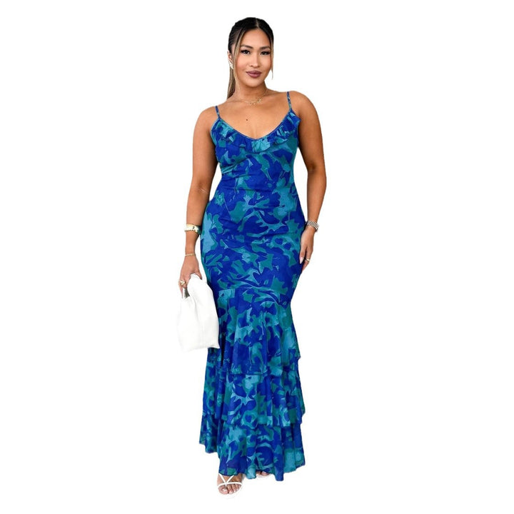 Maxi dress women with voluminous skirt and refined ruffle details Chic & Stil
