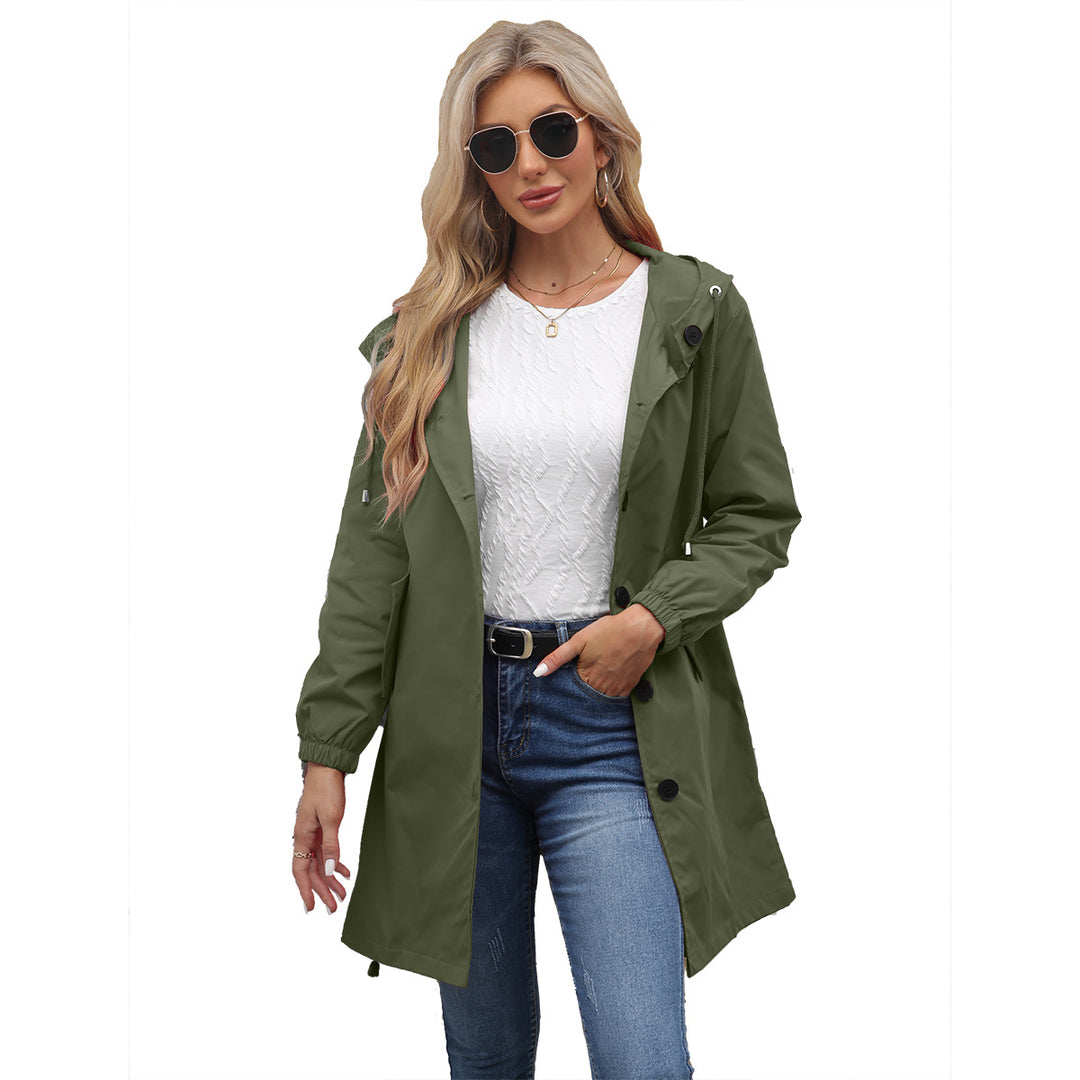 Fashionable transitional jacket for women with adjustable hood and practical pockets Lune London