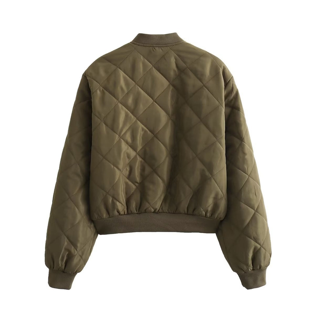 Quilted bomber jacket for women with practical pockets and elastic waist Lune London