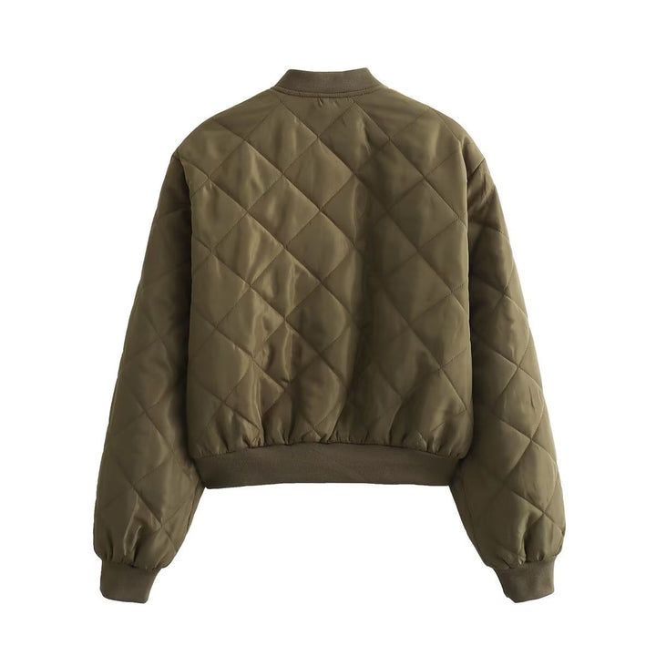 Quilted bomber jacket for women with practical pockets and elastic waist Lune London