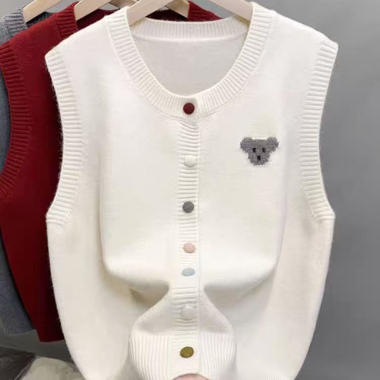 Gilet en tricot pour femmes avec joli motif d'ours Chic & Stil