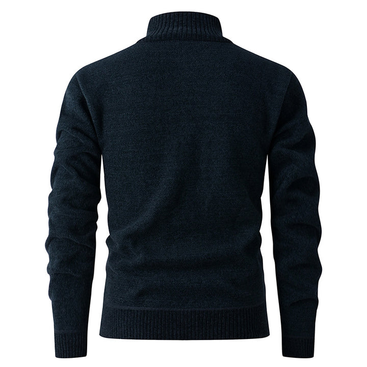 Men's knitted jacket with textured pattern and high collar Lune London