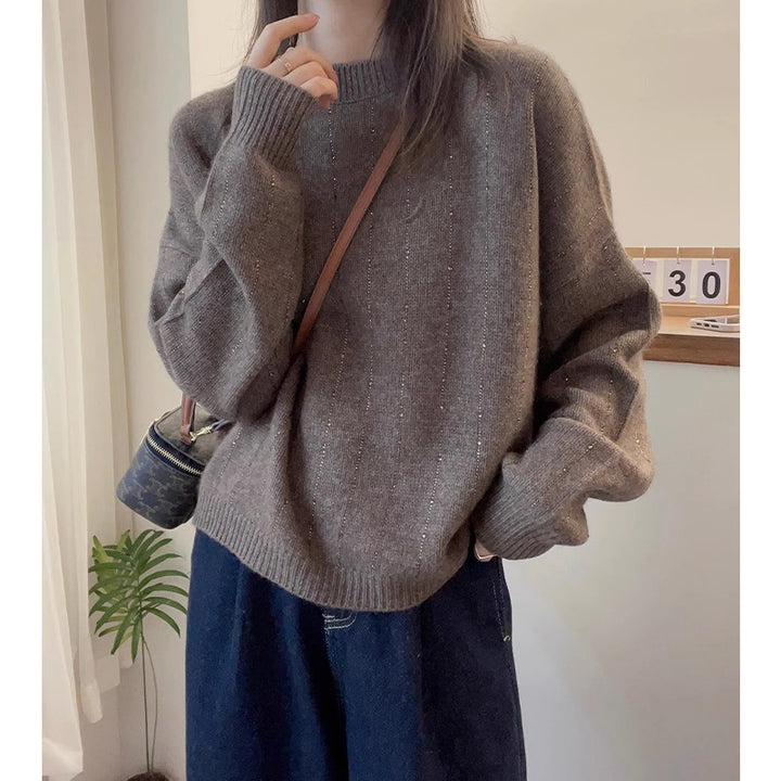 Pull-over tricot confortable pour dames avec des accents scintillants Lune London