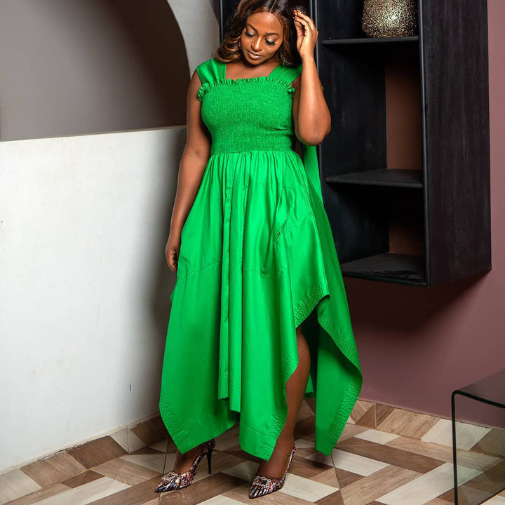 Ladies Elegant Midi Dress with a Flattering Cut and Playful Sleeves Lune London