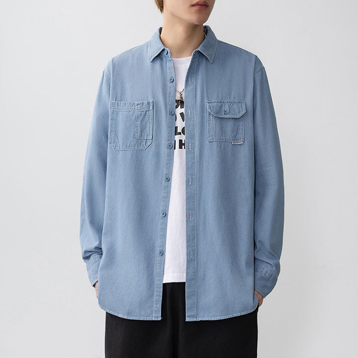Casual denim shirt for men with flap pockets Lune London