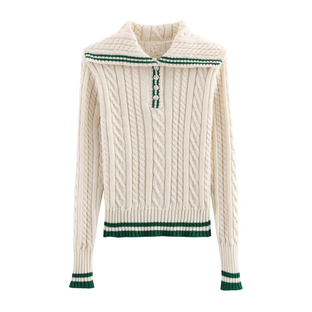 Pull en tricot pour femmes avec col montant classique et motif en câble intemporel Chic & Stil