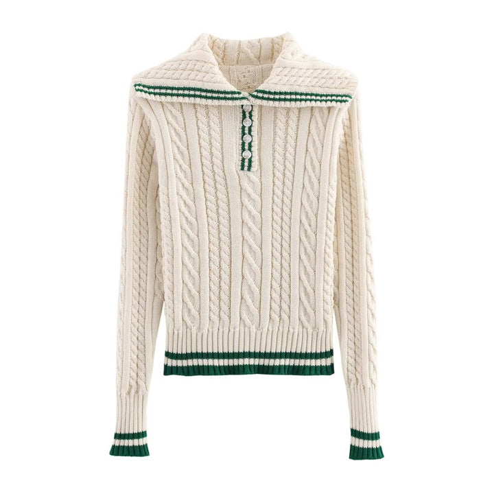 Pull en tricot pour femmes avec col montant classique et motif en câble intemporel Chic & Stil