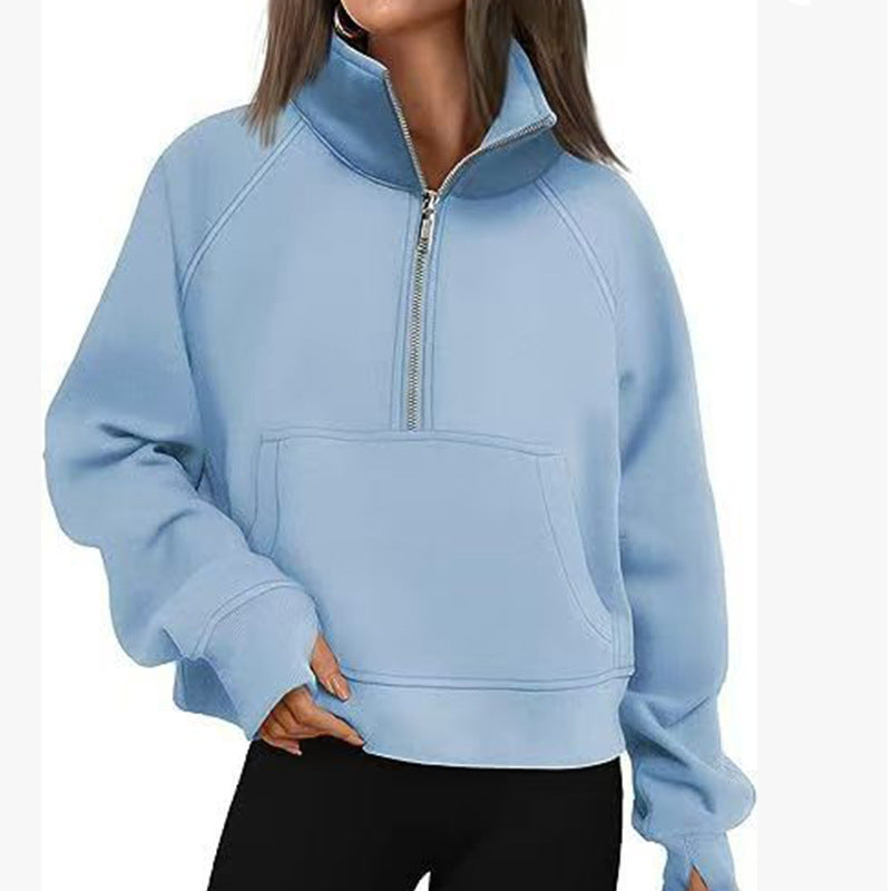 Women's sweater with high collar and zipper Lune London