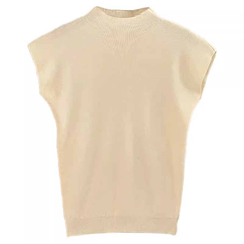 Ladies elegant short sleeve t-shirt with high collar and fitted cut Lune London