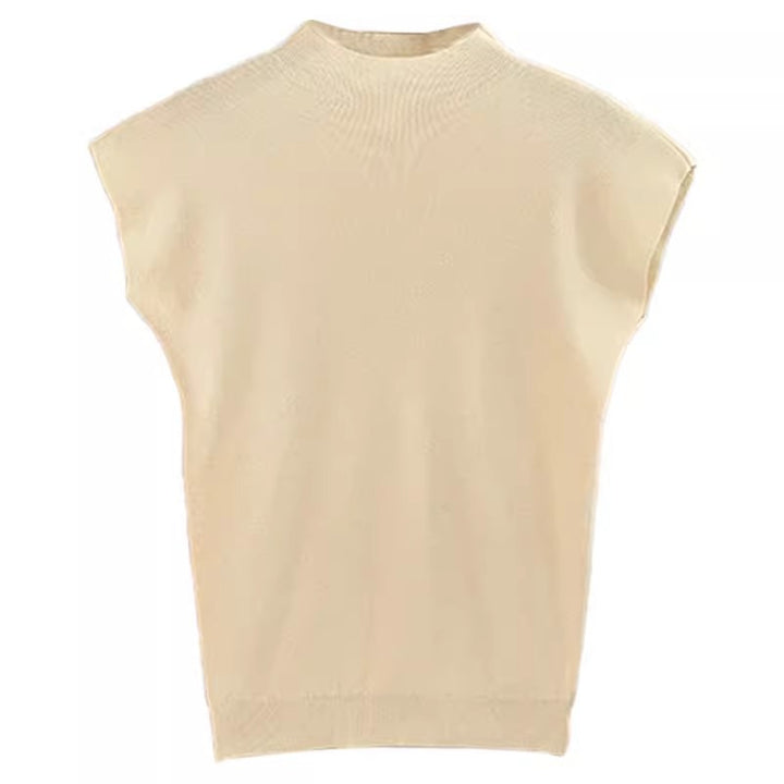 Ladies elegant short sleeve t-shirt with high collar and fitted cut Lune London