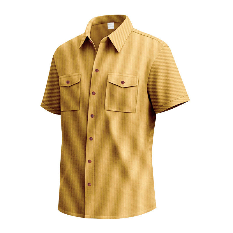 Short sleeve shirt for men with a practical striped pattern and two chest pockets Lune London