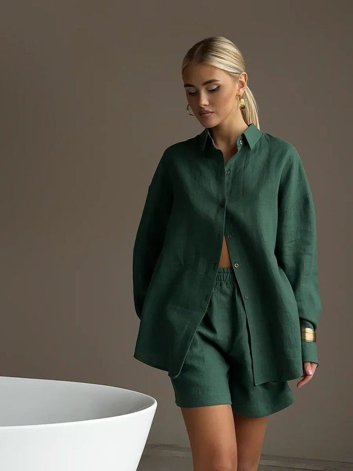 Casual linen blouse and shorts set Lune London for women