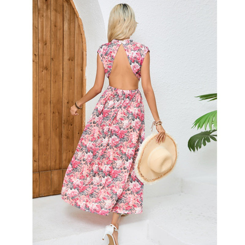Fluid floral maxi dress for women with adjustable waist Lune London