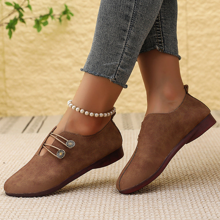 Laced slip-on suede shoes for women Lune London