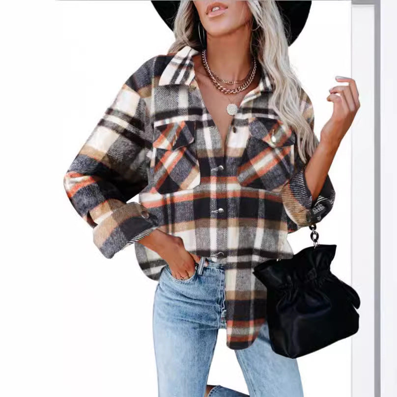 Flannel check shirt for women with practical chest pockets and relaxed fit Lune London