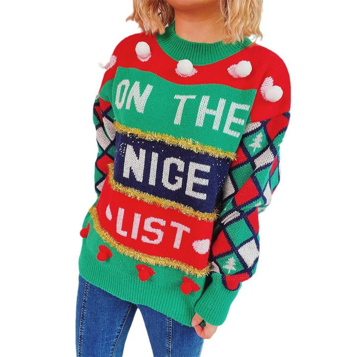 Christmas sweater for women with three-dimensional patterns and sparkling accents Lune London
