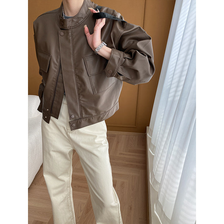 Ladies fashionable faux leather jacket with practical pockets Chic & Stil