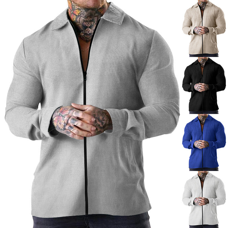 Long sleeve shirt for men with zipper and structured material Lune London