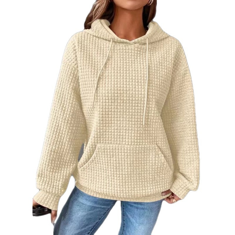 Haut en waffle pour femmes avec poche kangourou et coupe décontractée Chic & Stil