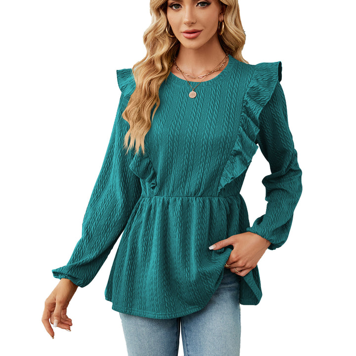 Trendy blouse for women with ruffled details and elastic waist Lune London