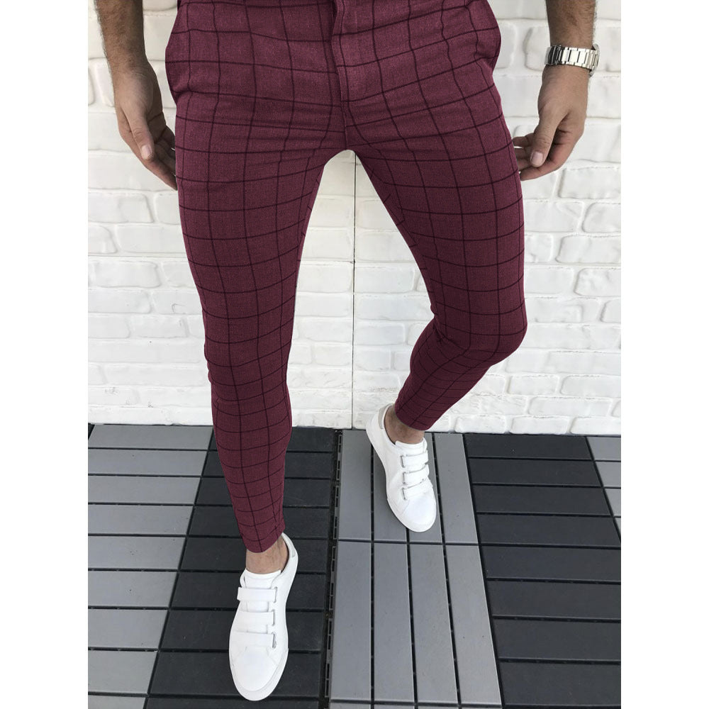 Men's Checkered Suit Pants In Slim Fit Style Lune London