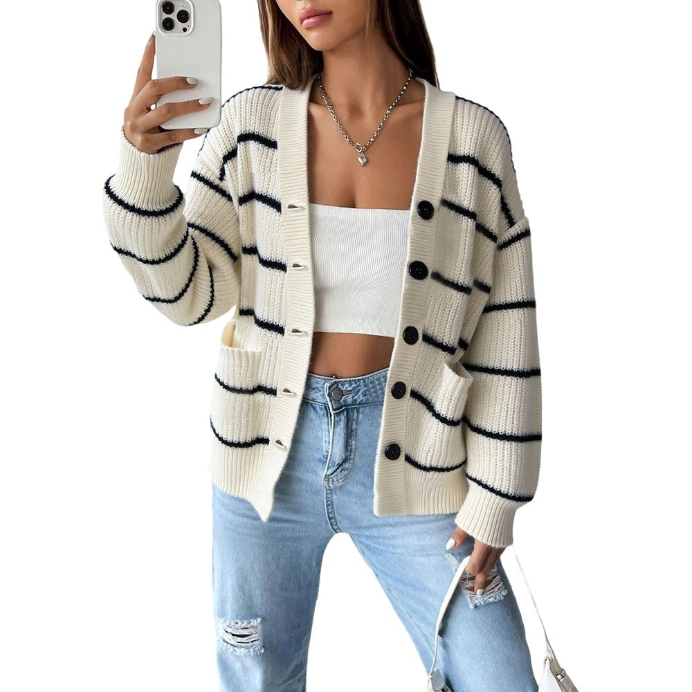 Gilet femme à manches longues avec des détails de rayures classiques Chic & Stil